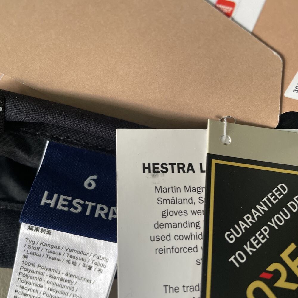 Hestra Army Leather GORE-TEX Gloves Size 6 XS Black Alpine Pro Ski 5-Finger NEW - Picture 4 of 4